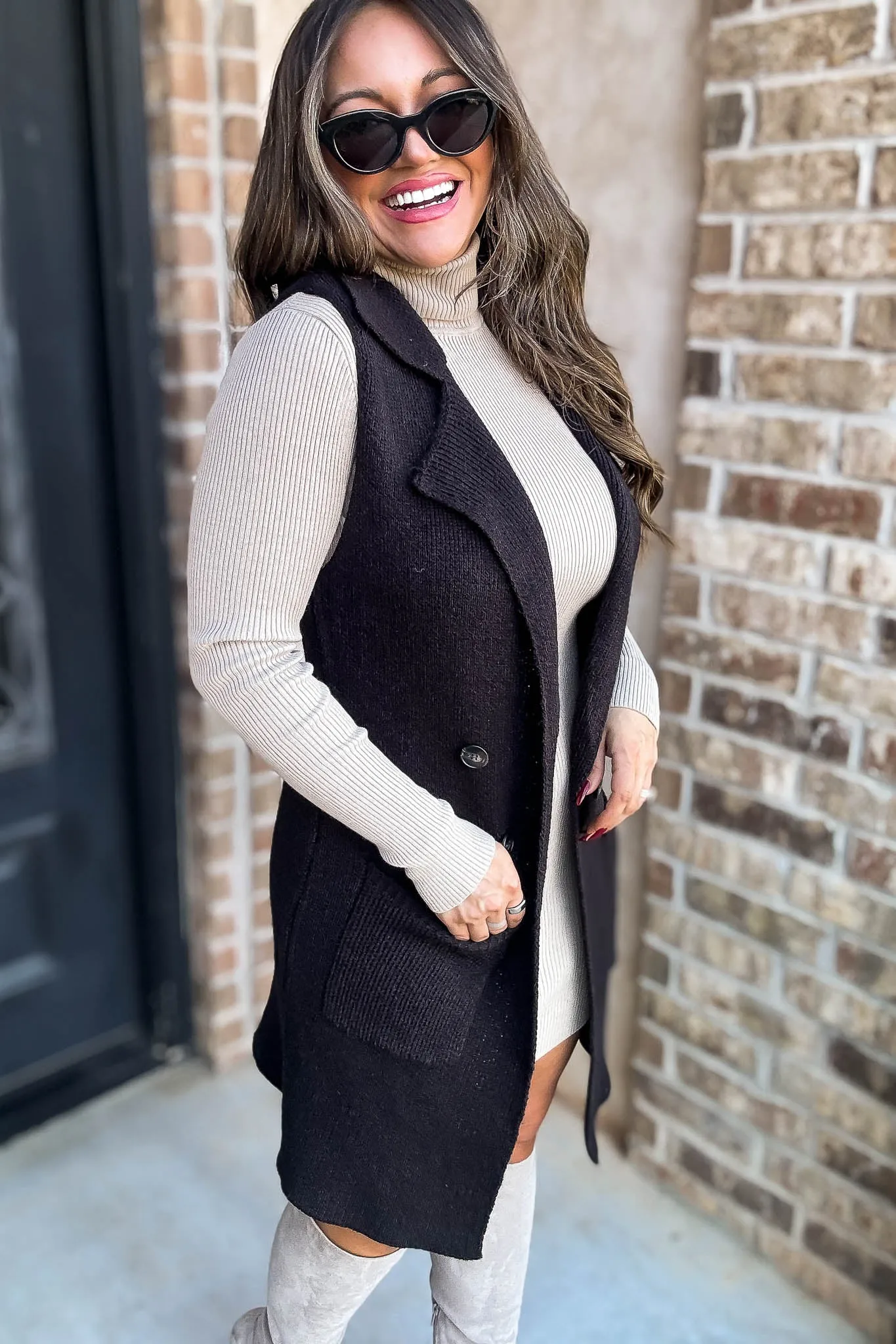 Dreams And Aspirations Black Long Sweater Vest